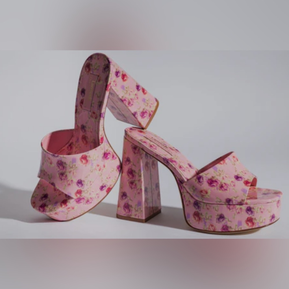 LoveShackFancy Pink Floral Mules